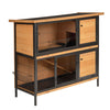 PawHut 2-Story Wooden Metal Rabbit Hutch Bunny Cage w/ Ramp Feeding Trough