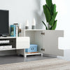 Modern Large TV Unit Stand Cabinet White Matt Body and High Gloss Doors FREE LED