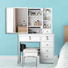 Modern Corner Dressing Table Makeup Desk w/ 6 Drawers & 1 Large Mirror White UK