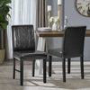 Set of 2 Modern Dining Chairs Kitchen Chair Leather with Solid Wooden Legs Black