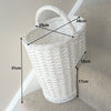 Oval Whitewash Wicker Stair Basket With Carry Handle Step Tidy/Organiser/Storage