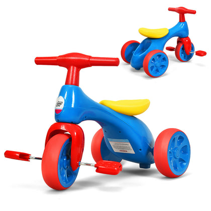 2 IN 1 Kids Tricycle 3 Wheels Toddler Trike Baby Balance Bike W/ Storage & Sound