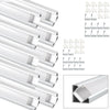 10X 1M V-shape Aluminium Channel Profile With Milky Cover For LED Strip Lights