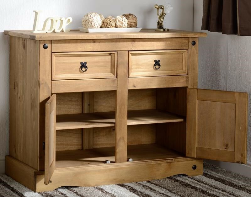 Corona Storage Cupboard Solid Pine 2 Drawer 2 Door Wooden – Quildinc