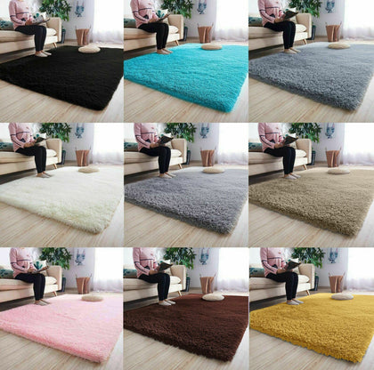 Fluffy Rugs Anti-Slip SHAGGY RUG Super Soft Carpet Mat Living Room Floor Bedroom