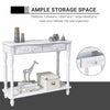 Console Table 2 Drawer Hall Table Wood Storage Shelf White