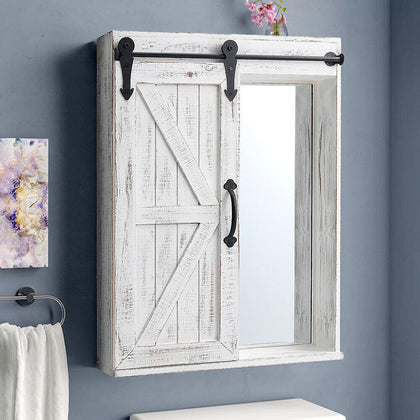 Wooden Bathroom Mirror Cabinet Wall Mount Storage Shelves Organizer Single Door