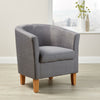 Light Grey Fabric Tub Chair Wooden Legs Armchair Living Room Modern Office