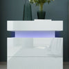 High Gloss Bedside Table Nightstand Cabinet Chest of 2 Drawer RGB LED Light Lamp