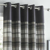 Grey Eyelet Curtains Tartan Check Plaid Modern Ready Made Lined Ring Top Pairs