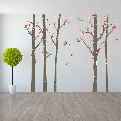 Walplus Birchtree Forest Spring Wall Sticker Decals Art Nursery Decorations