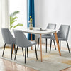 2 X GREY MODERN Velvet Dining Chairs Black Metal Legs Padded Seat High Back Soft