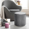 Storage Ottoman Stool Round Velvet Padded Dressing Table Vanity Stool Footstool