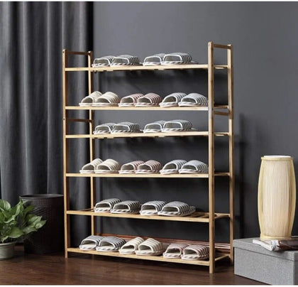 6 Tier Bamboo Shoe Rack Shelf Free Standing Shoe Storage Stand S