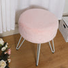 White Pink Shaggy Vanity Stool Dressing Table Chair Plush Makeup Ottoman Pouffe