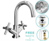 Cloakroom Chrome Luxury Bathroom Modern Basin Sink Mono Square Mixer Tap & Waste