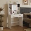 Vanity Table Set Makeup Dressing Table w/ LED Adjustable Mirror Stool 2 Drawers