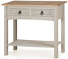 Corona Console Table Grey Wax 2 Drawer Solid Pine Hall by Mercers Furniture