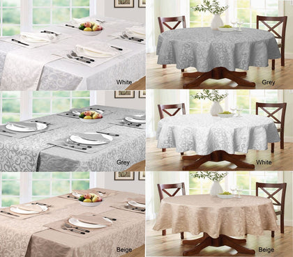 Luxury Scroll Table Cloth Cover Rectangle / Round OR Napkins