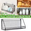Vintage Industrial Wall Shelf Metal Wire Wood Rack Storage Display Unit UK