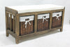 Painted Wooden Hallway Bench Seat 3 or 2 Baskets Pull-Out Storage Cushioned Top