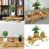 2Pack Bamboo Plant Pot Stand Holder Flower Display Shelf Garden Patio In/Outdoor