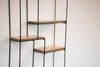 Large 5 Section Floating Display Unit Shelf Storage Wooden Effect Iron Retro