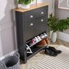 Graphite Grey Oak 2 Door Shoe Cabinet 1 Drawer Hallway Storage Cupboard