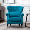 Chesterfield Linen Fabric Armchair Buttoned Wing Back Chair Queen Anne Sofa Seat