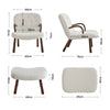 Boucle Armchair with Footstool Accent Tub Chair Occasional Chair Wing Back White