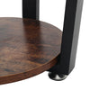 2 Tier Rustic Wood Metal Sofa Side Table Coffee Table Bedside Lamp Table Round