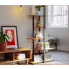 Retro Industrial Wooden Storage Shelf Staggered-layering Display Bookcase Rack