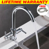 Kitchen Sink Mixer Tap Swivel Spout Dual Lever Taps Mono Modern Chrome Faucet