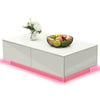 High Gloss Coffee Table with Storage Drawers LED Light Living Room White