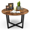 Round Coffee Table Faux Marble/Rustic Wooden Cocktail Table Snack Tea Table