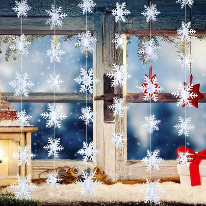 9x Christmas Tree 3D Hanging Snowflakes Garland Winter Wonderland Party Decor 3M