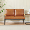 Brown Faux Leather Sofa Armchair Couch Living Room Metal Leg 1/2/3 Seaters