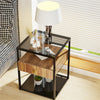 Industrial Metal Bedside Table Nightstand End Table Storage Shelves with Drawer