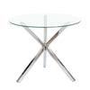 Clear Glass Round Table and Chairs Set Living Dining Room Furniture Metal Legs