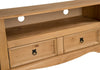 Corona TV Unit Flat Screen Wide Stand 2 Drawer Solid Pine