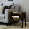 2pcs Industrial Bedside Table Stackable End Table with Storage Rustic Brown
