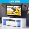 TV Cabinet Stand Modern Shelf LED Light 1 Drawer for Living Room White/Black