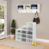 12X Clear Plastic Shoe Storage Boxes Drawer Stackable Foldable Durable Organiser
