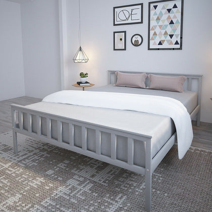 Modern Wooden Slatted Bed Frame 4ft6 5ft Double/ King Size Bedstead Adult Kids