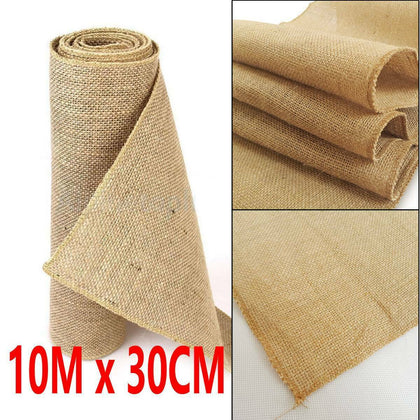 10M x 30CM Hessian Table Runners Hessian Roll Fabric Burlap Jute Rustic Wedding