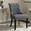 Dining Chair Set of 2/4 Kitchen Linen Upholstered Chairs Button Back Wood Legs
