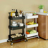Portable Kitchen Trolley Cart Slim Rolling 3/4 Tier Storage Rack Trolley +Wheels