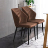 2X Retro Brown/ Grey Dining Chairs Faux Leather Kitchen Dining Room Metal Leg