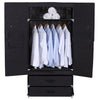 Canvas Wardrobe With Clothes Hanging Rail Shelves Drawers Storage Cupboard Black