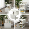 High Gloss 2 Tier Side/Coffee Table With RGBP LED Light Living Room Decor-White
